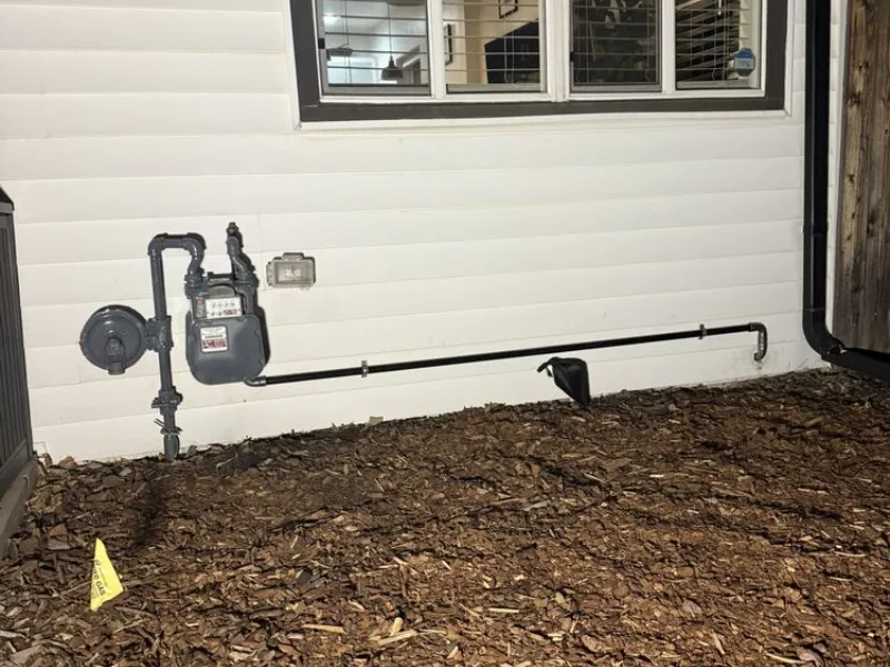 New gas line being installed and pressure tested to meet San Diego plumbing code
