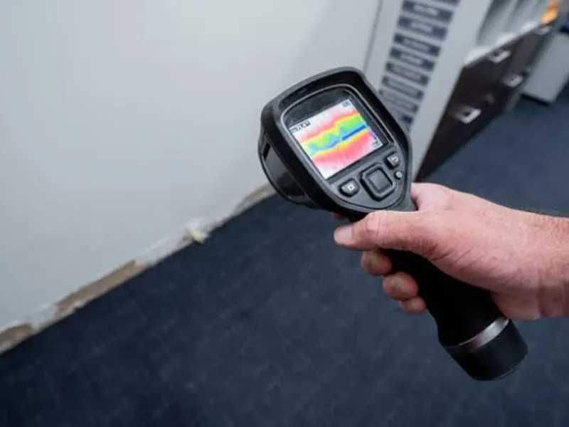 Electronic leak detection equipment locating a slab leak in a San Diego home