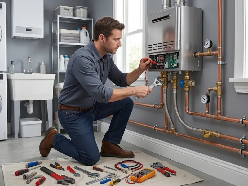 Tankless water heater installation in a Carlsbad, CA home