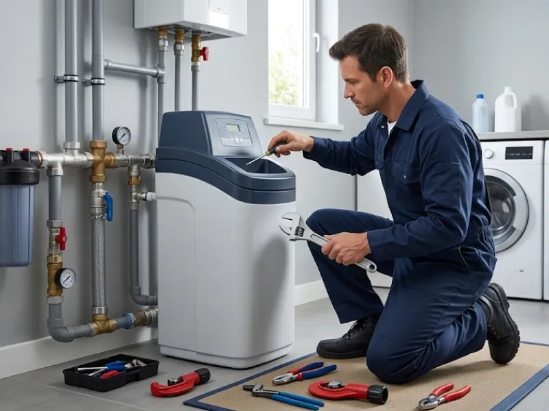 Water softener service protecting pipes from hard water