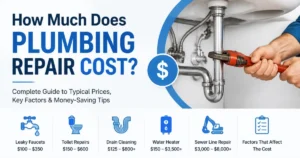 Infographic showing typical plumbing repair costs for various services